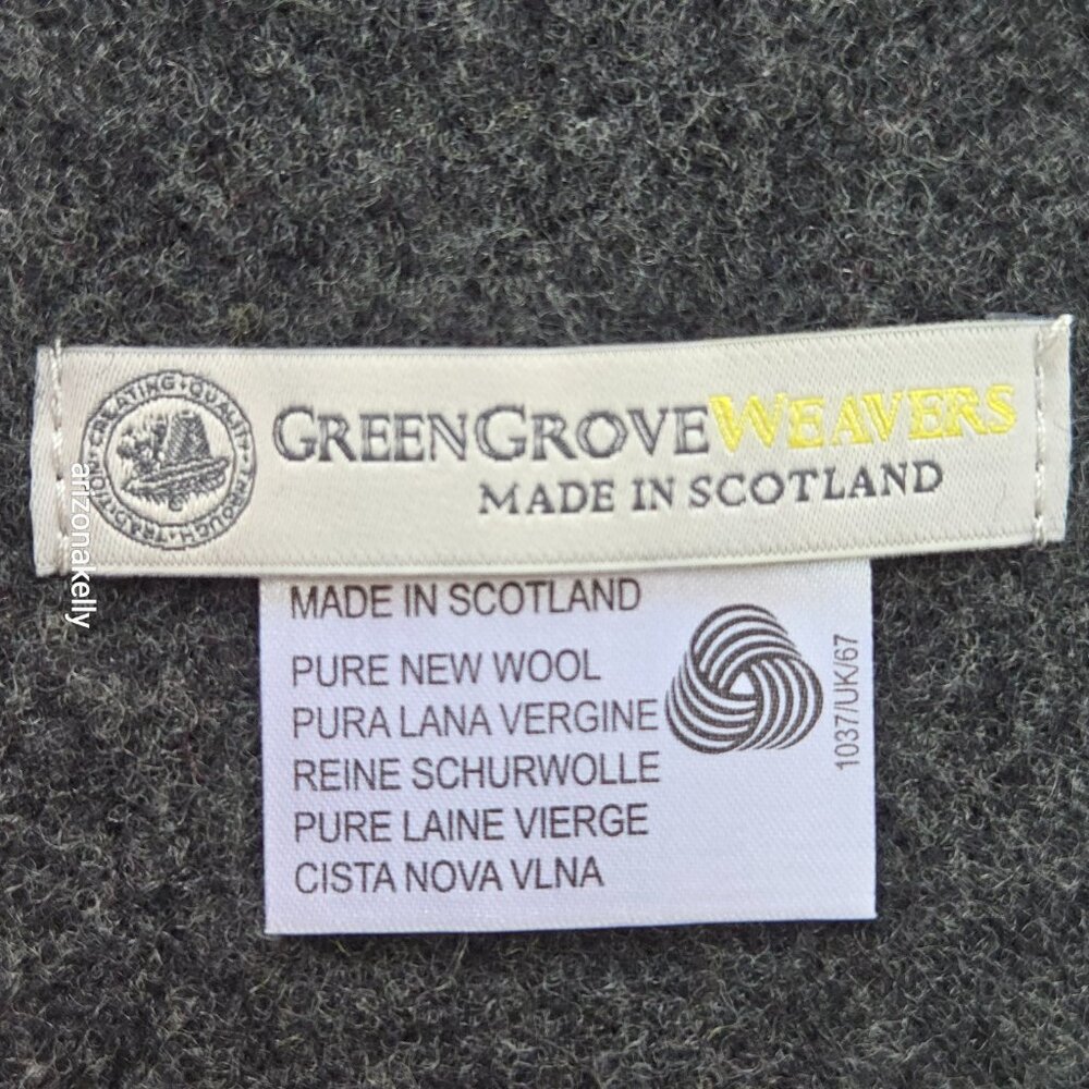 Striped Wool Scarf Green Grove Weavers Scotland - Picture 8 of 10
